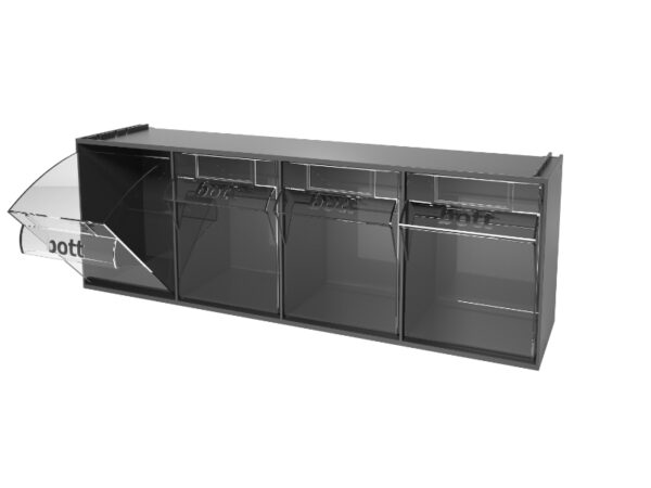 Tilt Parts Bins - Tilt Box 4 Compartments . WxDxH: 600X170X206mm Plastic Ral 7016 _SKU-2513004.19