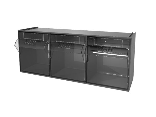Bott Tilt View Bins - Tilt Box 3 Compartments . WxDxH: 600X200X242mm Plastic Ral 7016 _SKU-2513005.19