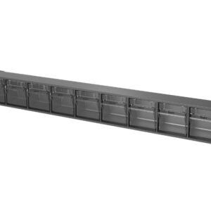 Tilt Storage Bins - Tilt Box 9 Compartments with Perfo Holding Brackets. WxDxH: 600X68X78mm Plastic Ral 7016 _SKU-2513016.19