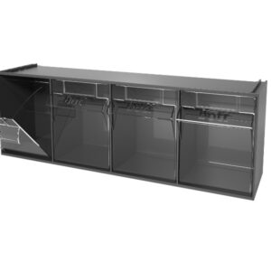 Tilt And View Boxes - Tilt Box 4 Compartments with Perfo Holding Brackets. WxDxH: 600X178X206mm Plastic Ral 7016 _SKU-2513019.19