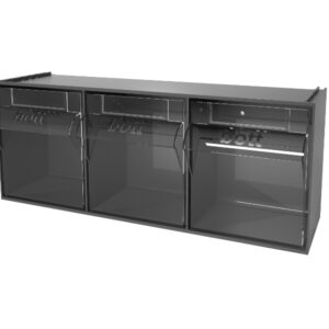 Tilt Bins Storage - Tilt Box 3 Compartments with Perfo Holding Brackets. WxDxH: 600X210X242mm Plastic Ral 7016 _SKU-2513020.19