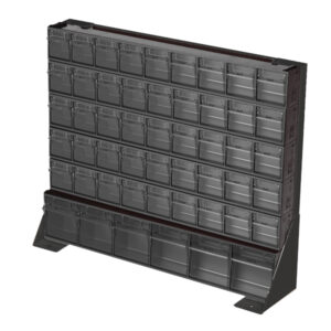 Small Parts Storage Tilt Boxes - Tilt Box Bench Stand Kit 51 Compartments. WxDxH: 610X150X500mm Plastic Ral 7016 _SKU-2513027.19