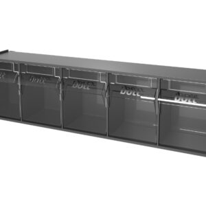 Small Parts Window Bins - Tilt Box Kit 5 Compartments (Pack of 2). WxDxH: 600X142X168mm Plastic Ral 7016 _SKU-2513045.19