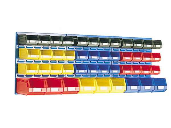 Bott Wall Mounted Parts Bin Storage - Louvre Panel And Bin Kit 3X Vertical 0. 5M Panels with 45 Bins. Wxh: 1371X495mm In 4 Colours _SKU-14030013.11