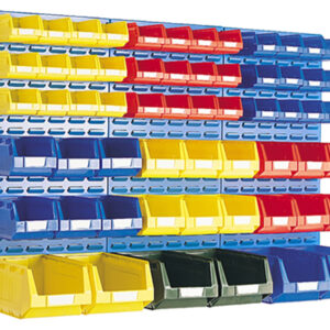 Plastic Parts Bin Rack - Louvre Panel And Bin Kit 3X Vertical 1. 0M Panels with 60 Bins. Wxh: 1371X991mm In 4 Colours _SKU-14030015.11