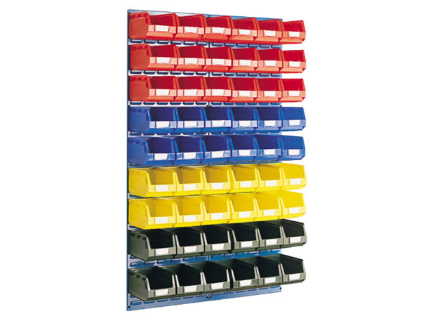 Storage Bin Wall Rack - Louvre Panel And Bin Kit 2X Vertical 1. 5M Panels with 54 Bins. Wxh: 914X1486mm In 4 Colours _SKU-14030016.11