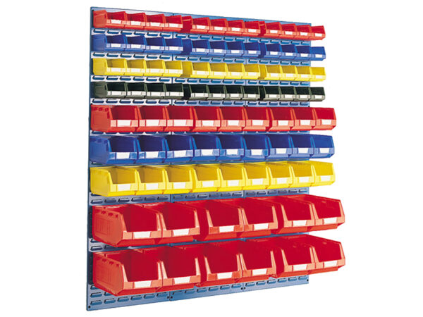 Small Parts Storage Boxes Wall Rack - Louvre Panel And Bin Kit 3X Vertical 1. 5M Panels with 87 Bins. Wxh: 1371X1486mm In 4 Colours _SKU-14030017.11