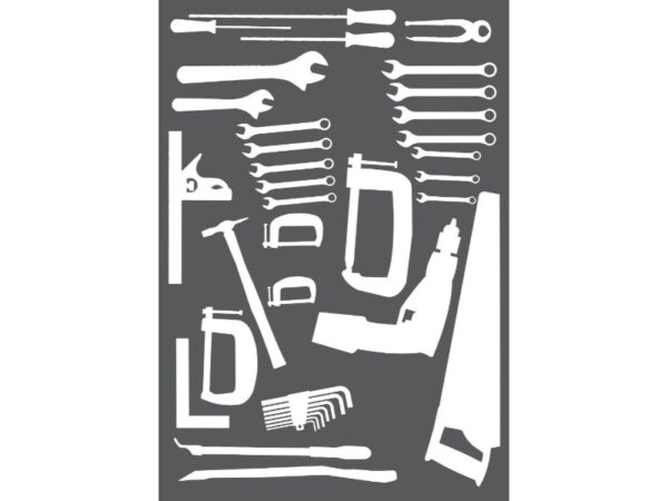 Tool Shadow Board Templates - Vinyl Overlay for Maintenance Tool 2. WxDxH: 990X457X2mm White _SKU-14030077