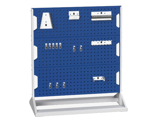 Perfo Panel Rack Double Sided And Hook Kit with 6 Panels - with 40 Piece Hook Kit. WxDxH: 1000X550X1125mm Ral 7035/5010 _SKU-16917200.11V