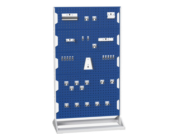 Freestanding Tool Pegboard with Hooks - Perfo Panel Rack Double Sided And Hook Kit with 10 Panels And 80 Piece Hook Kit. WxDxH: 1000X550X1775mm Ral 7035/5010 _SKU-16917202.11V