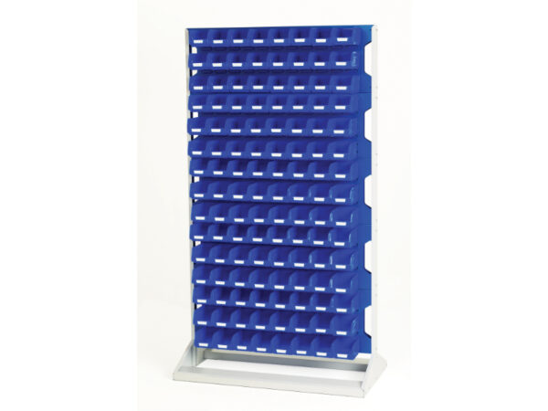 Parts Storage Bin Stand - Louvre Panel Rack Double Sided And Bin Kit with 10 Panels, 240X Blue Bins. WxDxH: 1000X550X1775mm Ral 7035/5010 _SKU-16917230.11V