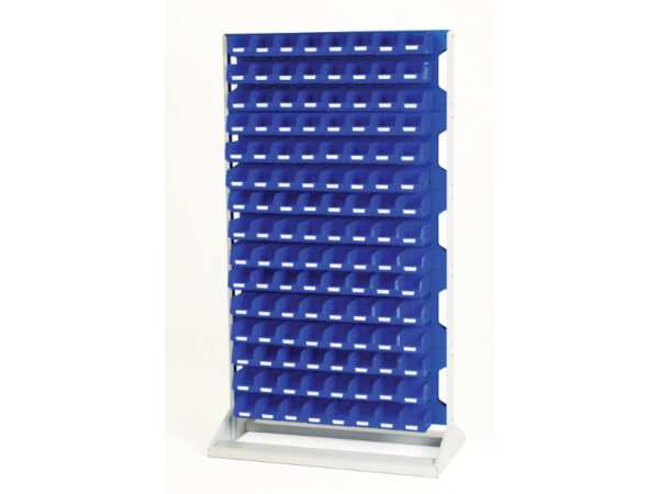 Storage Bins Boxes Shelving - Louvre Panel Rack Single Sided And Bin Kit with 5 Panels, 120X Blue Bins. WxDxH: 1000X550X1775mm Ral 7035/5010 _SKU-16917328.11V