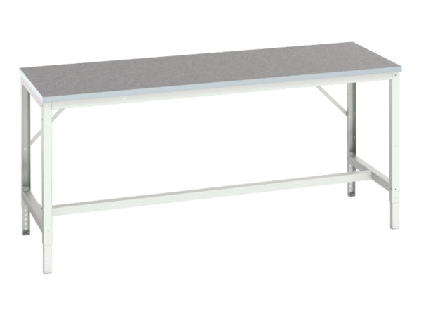 2M Wide Workbench - Verso Adj. Height Framework Bench with Lino Worktop. WxDxH: 2000X800X780-930mm Ral 7035 _SKU-16921515.16
