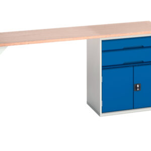 Bott Pedestal Workbench - Verso Pedestal Bench with 2 Drawers/Cbd 800W Cab And Mpx Top. WxDxH: 2000X600X930mm Ral 7035/5010 _SKU-16921955.11
