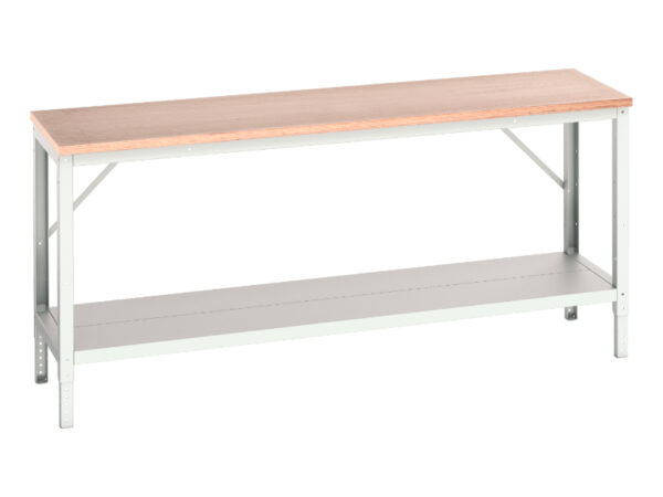 Robust Workbench - Verso Adj. Height Framework Bench with Full Depth Base Shelf And Mpx Top. WxDxH: 2000X600X780-930mm Ral 7035 _SKU-16922006.16