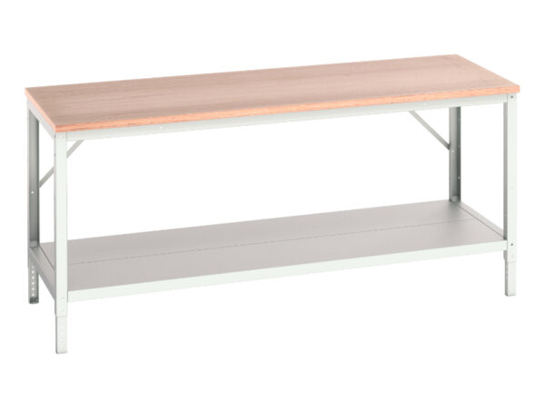 2000mm Long Workbench - Verso Adj. Height Framework Bench with Full Depth Base Shelf And Mpx Top. WxDxH: 2000X800X780-930mm Ral 7035 _SKU-16922026.16