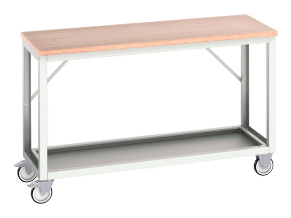 Workbench On Wheels - Verso Mobile Workstand with Multiplex Worktop. WxDxH: 1500X600X930mm Ral 7035 _SKU-16922104.16