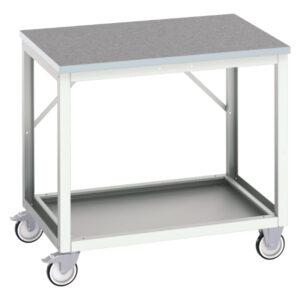Mobile Heavy Duty Workstation - Verso Mobile Workstand with Lino Worktop. WxDxH: 1000X800X930mm Ral 7035 _SKU-16922111.16
