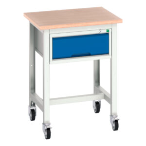 Verso Mobile Workbench - Verso Mobile Workstand with 1 Drawer Storage Cabinet And Multiplex Top. WxDxH: 700X600X930mm Ral 7035/5010 _SKU-16922200.11