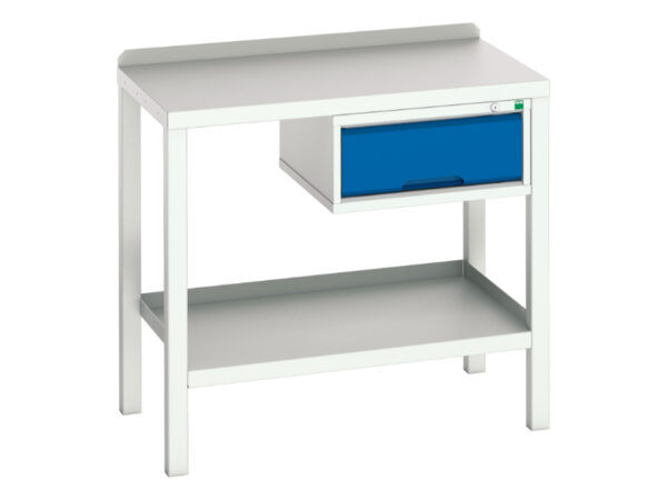 Workbench with Metal Worktop - Verso Welded Bench with 1 Drawer Cab And Steel Top. WxDxH: 1000X600X910mm Ral 7035/5010 _SKU-16922600.11