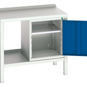Steel Top Workbench - Verso Welded Bench with Cupboard Storage And Steel Top. WxDxH: 1000X600X910mm Ral 7035/5010 _SKU-16922602.11