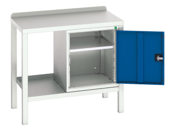 Steel Top Workbench - Verso Welded Bench with Cupboard Storage And Steel Top. WxDxH: 1000X600X910mm Ral 7035/5010 _SKU-16922602.11