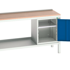 Workbench Multiplex Top - Verso Welded Bench with Cupboard Storage And Mpx Top. WxDxH: 1500X600X930mm Ral 7035/5010 _SKU-16922607.11