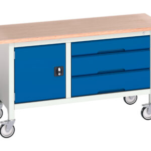 Bott Mobile Storage Bench - with Cupboard Storage / 3 Drawer Cab. WxDxH: 1500X600X830mm Ral 7035/5010 _SKU-16923214.11