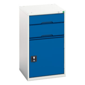 Industrial Drawers Storage Cabinets - Verso Drawer-Door Storage Cabinet with 2 Drawers / Cupboard Storage. WxDxH: 525X550X900mm Ral 7035/5010 _SKU-16925037.11