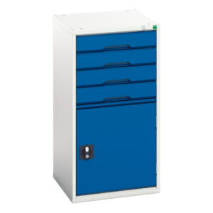 Industrial Chest of Drawers Metal - Verso Drawer-Door Storage Cabinet with 4 Drawers / Cupboard Storage. WxDxH: 525X550X1000mm Ral 7035/5010 _SKU-16925065.11