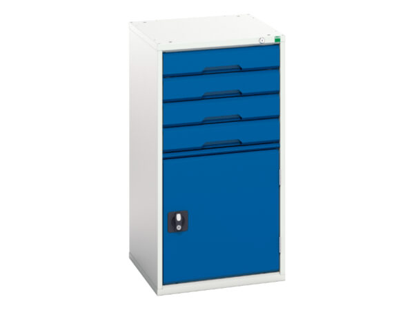 Industrial Chest of Drawers Metal - Verso Drawer-Door Storage Cabinet with 4 Drawers / Cupboard Storage. WxDxH: 525X550X1000mm Ral 7035/5010 _SKU-16925065.11