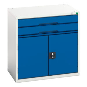 Industrial Drawers Uk - Verso Drawer-Door Storage Cabinet with 2 Drawers / Cupboard Storage. WxDxH: 800X550X800mm Ral 7035/5010 _SKU-16925116.11