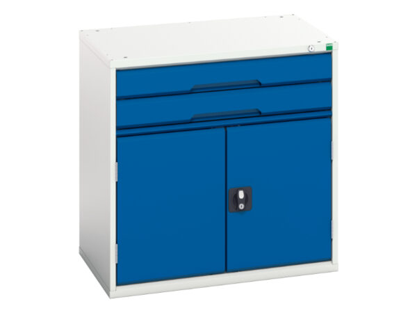 Industrial Drawers Uk - Verso Drawer-Door Storage Cabinet with 2 Drawers / Cupboard Storage. WxDxH: 800X550X800mm Ral 7035/5010 _SKU-16925116.11