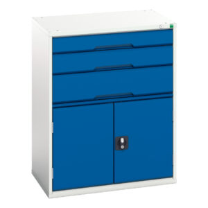 Industrial Furniture Drawers - Verso Drawer-Door Storage Cabinet with 3 Drawers / Cupboard Storage. WxDxH: 800X550X1000mm Ral 7035/5010 _SKU-16925161.11