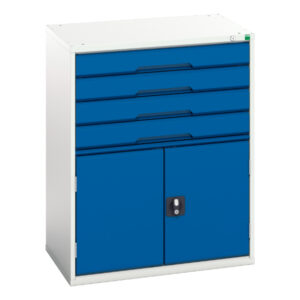Industrial Workshop Drawers - Verso Drawer-Door Storage Cabinet with 4 Drawers / Cupboard Storage. WxDxH: 800X550X1000mm Ral 7035/5010 _SKU-16925165.11