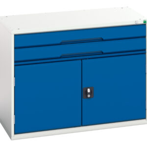 Workshop Metal Drawers - Verso Drawer-Door Storage Cabinet with 2 Drawers / Cupboard Storage. WxDxH: 1050X550X800mm Ral 7035/5010 _SKU-16925216.11