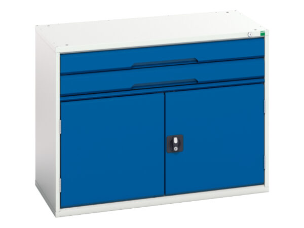 Workshop Metal Drawers - Verso Drawer-Door Storage Cabinet with 2 Drawers / Cupboard Storage. WxDxH: 1050X550X800mm Ral 7035/5010 _SKU-16925216.11