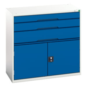 Bott Verso Storage Cabinet - Verso Drawer-Door Storage Cabinet with 3 Drawers / Cupboard Storage. WxDxH: 1050X550X1000mm Ral 7035/5010 _SKU-16925261.11