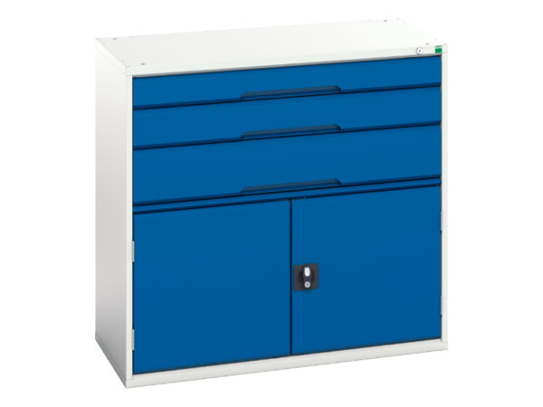 Bott Verso Storage Cabinet - Verso Drawer-Door Storage Cabinet with 3 Drawers / Cupboard Storage. WxDxH: 1050X550X1000mm Ral 7035/5010 _SKU-16925261.11
