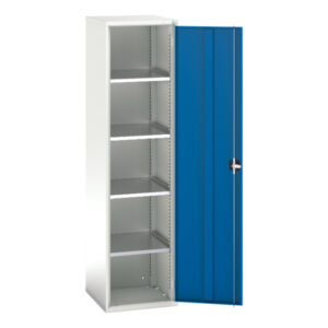 Tall Metal Cupboard Storage - Verso Shelf Cupboard Storage with 4 Shelves. WxDxH: 525X550X2000mm Ral 7035/5010 _SKU-16926067.11