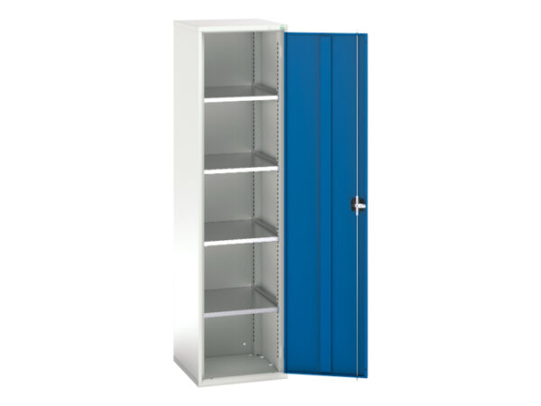 Tall Metal Cupboard Storage - Verso Shelf Cupboard Storage with 4 Shelves. WxDxH: 525X550X2000mm Ral 7035/5010 _SKU-16926067.11