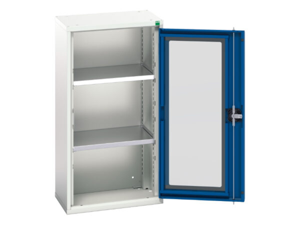 Tool Storage Pegboard Cupboard Storage - Verso Window Door Cupboard Storage with 2 Shelves. WxDxH: 525X350X1000mm Ral 7035/5010 _SKU-16926072.11