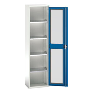 Verso Window Door Cupboard Storage with 4 Shelves. WxDxH: 525X350X2000mm Ral 7035/5010 _SKU-16926073.11