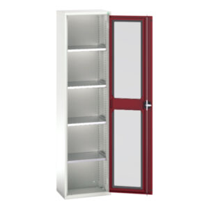 Verso Window Door Cupboard Storage with 4 Shelves. WxDxH: 525X350X2000mm Ral 7035/3004 _SKU-16926073.24