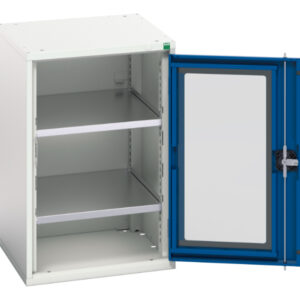 Lockable Ppe Metal Cupboard Storage - Verso Window Door Cupboard Storage with 2 Shelves. WxDxH: 525X550X800mm Ral 7035/5010 _SKU-16926074.11