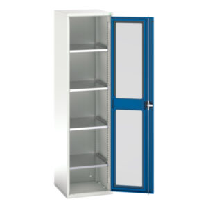 Verso Window Door Cupboard Storage with 4 Shelves. WxDxH: 525X550X2000mm Ral 7035/5010 _SKU-16926077.11