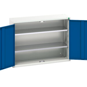 Metal office Cupboard Storages Uk - Verso Wall / Shelf Cupboard Storage with 2 Shelves. WxDxH: 1050X350X800mm Ral 7035/5010 _SKU-16926208.11