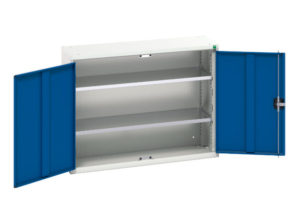 Metal office Cupboard Storages Uk - Verso Wall / Shelf Cupboard Storage with 2 Shelves. WxDxH: 1050X350X800mm Ral 7035/5010 _SKU-16926208.11