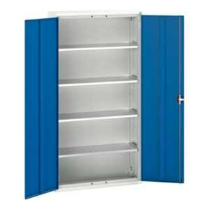 Workshop Steel Storage Cabinet - Verso Shelf Cupboard Storage with 4 Shelves. WxDxH: 1050X350X2000mm Ral 7035/5010 _SKU-16926219.11