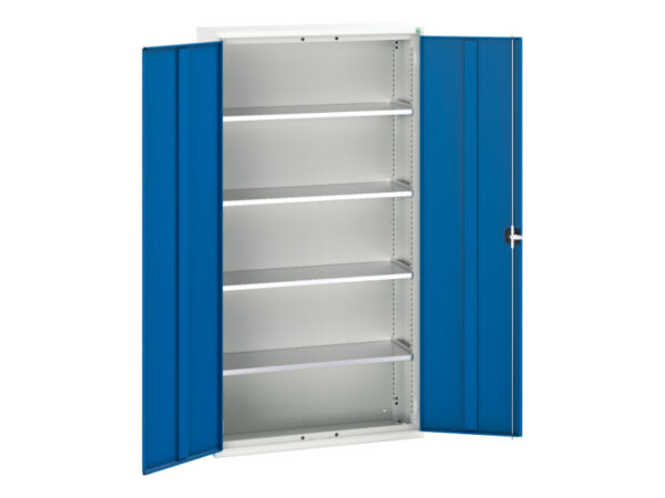 Workshop Steel Storage Cabinet - Verso Shelf Cupboard Storage with 4 Shelves. WxDxH: 1050X350X2000mm Ral 7035/5010 _SKU-16926219.11